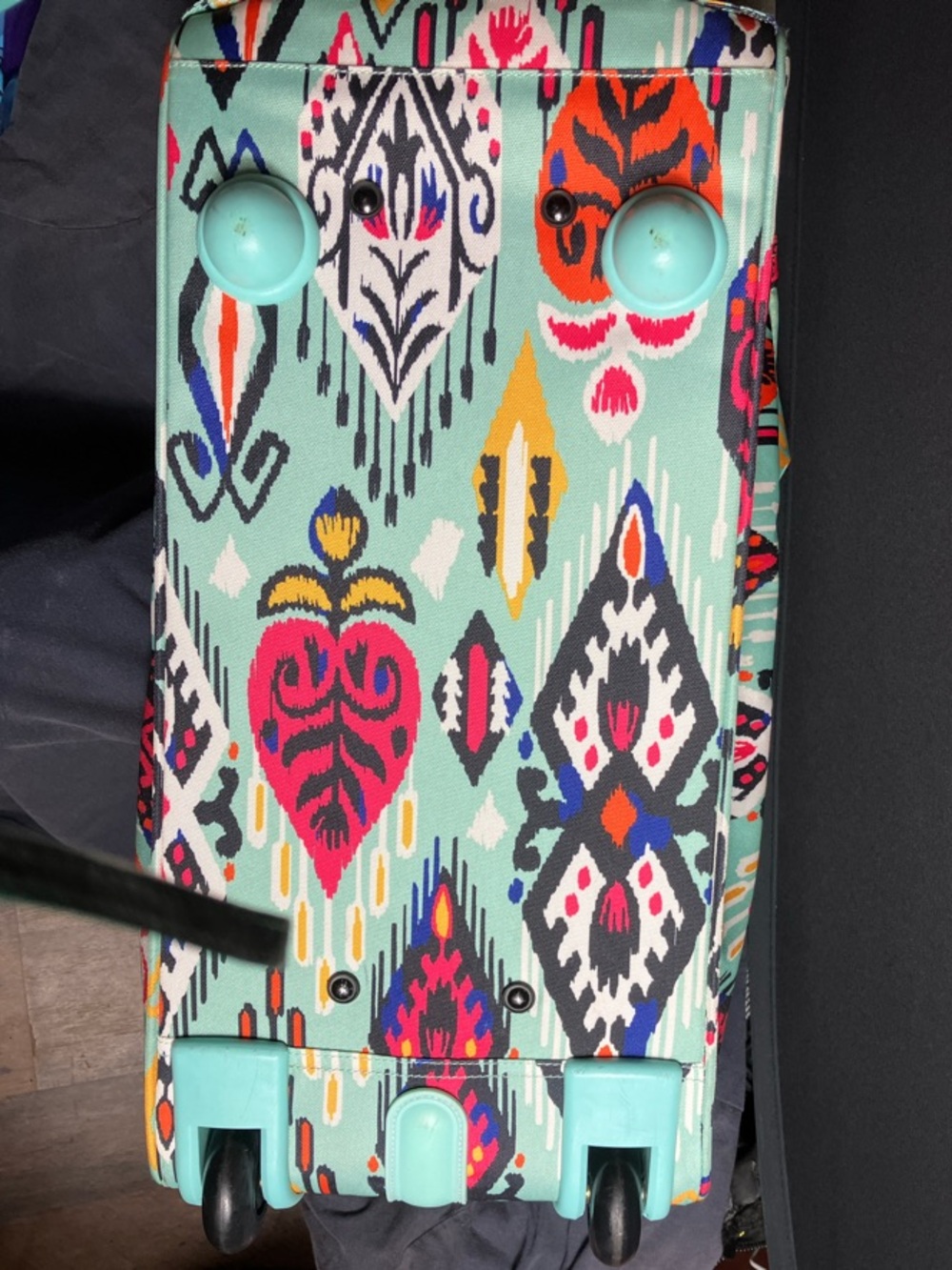 Vera Bradley Aqua Multi Ikat-Print Travel Duffel - Picture 7 of 9